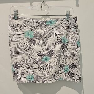 Floral Print Women's Skirt - Black and Blue